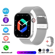 สมาร์ทวอทช์หน้าจอขนาดใหญ่ 1.8 นิ้ว NFC อัตราการเต้นของหัวใจความดันโลหิตสายรัดตาข่ายสายนาฬิกาสายบลูทูธสร้อยข้อมืออัจฉริยะ  Smart Watch 1.8-inch large screen NFC heart rate Blood pressure network strap Bluetooth call smart bracelet Q18 Blue