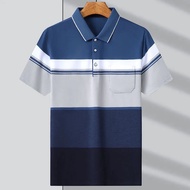 NICO STUDIO Men S Polo Solid Color Wide Stripe Short Sleeve Polo Men Shirt Original Casual Fashion L