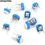 EUCALYTUSS 100PCS Variable Resistor, Blue&White 10 Values Potentiometer, With Plastic Box Film Type 