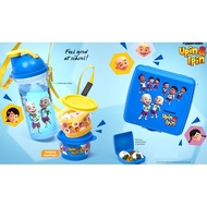 Tupperware Upin Ipin Beverage Set / Family Tumbler with Strap (1) 400ml / Snack Cup (2) 110ml / Sand
