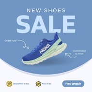 H0KA Mach 4 Running Shoes Navy Green Free Socks