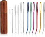 12pcs Large Eye Sewing Needles Kit, Aluminum Large-Eye Blunt Needles with Bent Tapestry Needles & Wo