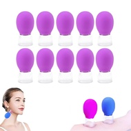 10Pcs Set Bekam Wajah Kaca, Urutan Vakum Mata dan Wajah dengan Bekam Silikon untuk Kecantikan dan Ur