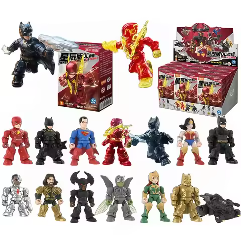 BLOKEES DC Justice League Superheroes Blind Box Trinity Anime Action Figures Mini Assembly Model Gif