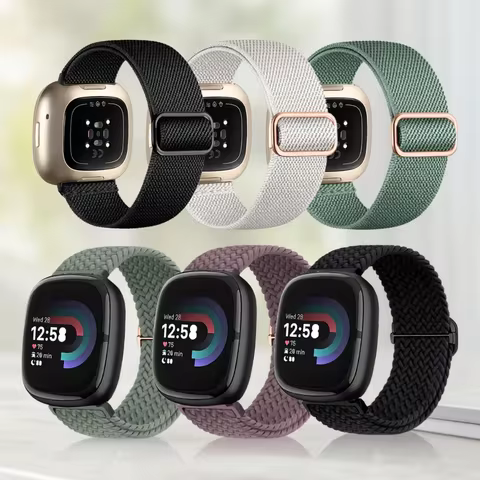 Braided Loop For Fitbit Versa 4/Sense 2/Sense/Versa 3 Bands Women Men Sport Stretchy Nylon Elastic R