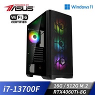 華碩平台[火鳳龍王]i7十六核Win11獨顯電腦(i7-13700F/16G/RTX 4060 Ti/512G_M2) 火鳳龍王