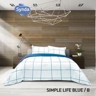 SYNDA ผ้าปูที่นอน รุ่น SIMPLE LIFE 2 สี Grey และ Blue  ขนาด3.5ฟุต 5ฟุต 6ฟุต ฟ้าพื้น BLUE/A ปลอกหมอนหนุน