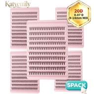 KATYEMILY 5 Boxes 1,000 Clusters Large Capacity Eyelashes Cluster, D Roll No Knots Single Cluster Fa