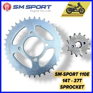 [100% ORI] SM-SPORT 110E 110/E SPROCKET 14T 37T SPOKET DEPAN BELAKANG ORIGINAL BENELLI
