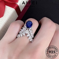 AIFEI JEWELRY Original Crystal Cincin Perak Adjustable Ring Silver 純銀戒指 Sterling Diamond Perempuan Temperament Women 925 For Feathers Korean Accessories Pink R866