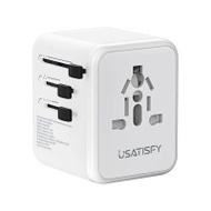 USATISFY 全球旅行雙保險萬用充電插座轉換插頭 - 白色 | 插座安全門設計 | 10A規格保險絲 | 智能匹配電流 | 香港行貨