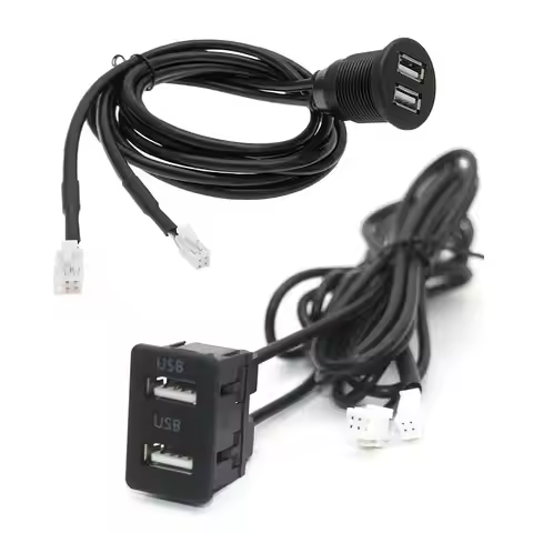 Car Switch Seat 4 6 Pin Dual USB Female Dash Board Mount Extension Player Multimedia Shielded Cable 