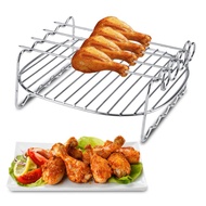 SAZ92 Stainless Steel Home BBQ Barbecue Rack Air Fryer Rack Grill Baking Tray Air Fryer Accessories