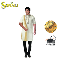 Sonali Men Cream Kurta / Jippa For Men Kurta Lelaki / Indian Wear Jippa For Men D8492AB