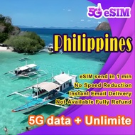 Philippines 5G eSIM| 1 to 20 Days 500MB-1GB Unlimited Data|QR via Email DELIVERY菲律宾旅游