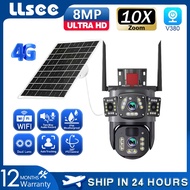LLSEE V380 Dual Lens 4K Outdoor Night Vision Two-Way Call Solar CCTV Camera