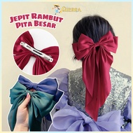 Qierra Children's Hair Ribbon Hair Clip Large Long Korean Ribbon Hair Clip Soft Satin Fabric Ribbon 