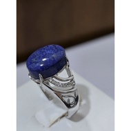 A31,Cincin lapis lazuli bertatah perak 925, permukaan cincin ada cacat, berat 5.4 gram, saiz: 16,