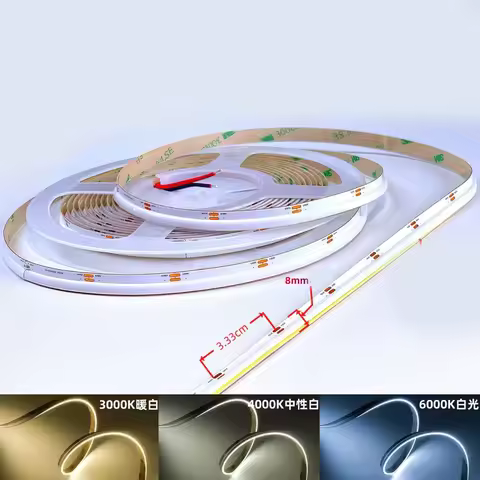 Side Glow COB LED Strip Light Ultra Thin 90RA 8MM PCB Neon Light Design 3000K 4000K 6000K Cuttable 2