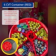 [CNY LIMITED EDITION] 6 Cavity Container (RED) w/ Lock- Bekas Kuih Raya / Cookies Plastic Container with 6 Compartments