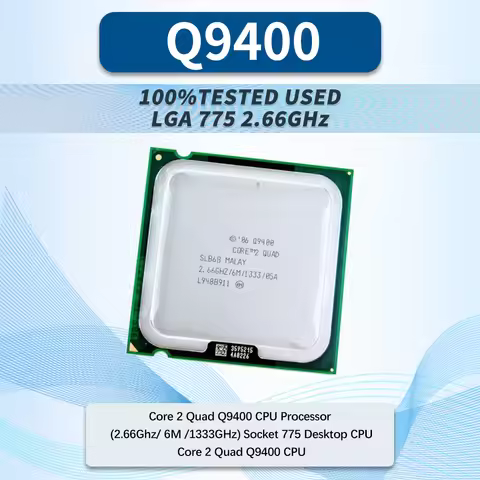 100% Tested Core 2 Quad Q9400 CPU Processor (2.66Ghz/ 6M /1333GHz) Socket 775 Desktop CPU Core 2 Qua