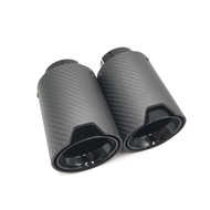 1 PCS Matt Carbon Fiber Tail Exhaust Pipe Black Stainless Steel Muffler For BMW F30 E46 E90 Universa