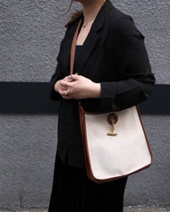 Hermes 26 Size 帆布拼皮肩背包