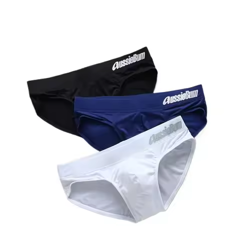 Men's briefs milk silk low waist elastic three-dimensional comfortable aussiebum