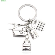 GIVEN Math Formulas Keychain, DIY Jewelry Compasses Geometry Keychain, Triangle Ruler Keychain Retro