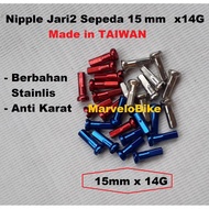 Stainless Steel Nipple Bicycle Finger Nut Stainless Steel 15mm x 14G Made in TAIWAN