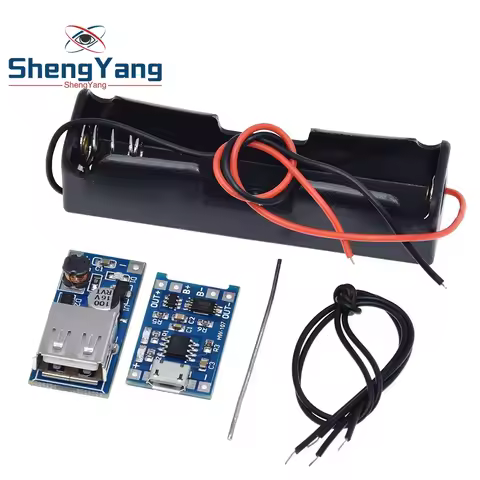TZT 5V 1A 18650 TP4056 Lithium Battery Charger Module DIY KIT +1X18650 Battery Case +5V 600MA USB Mo