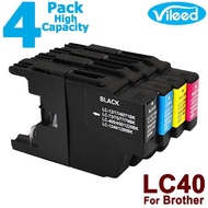 4 Pack Lc40 Bk C M Y Full Set Print Ink Cartridge For Brother Mfc-J725dw Mfc-J525dw Mfc-J925dw Mfc-J430w Mfc-J432dw Mfc-J625w Mfc-J825dw Color Inkjet Printer - Compatible Lc...