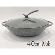(Ready Stock) Granite Stone Non Stick Wok Cookware Periuk Batu Kuali Batu Periuk Masak 32/36/40cm