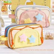RADIANTZAP Y2K Star Stationery Bag, 7 Multilayer Desktop Storage Korean Pencil Case, Cloth Pen Bag L