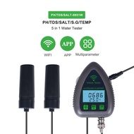 mamamoo1-MY 9951W Bluetooth Wifi Digital Water Quality Tester Mini 5 in 1 Analyzer PH / TDS SALT S.G
