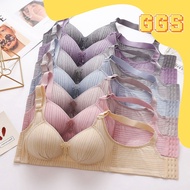 GGS Bra Big Size Women's Cup C Wire Free Jumbo Bra Comfortable Women's Underwear Striped Pattern Lar