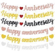 Happy Anniversary Glitter Pull Flag Banner 50th Anniversary Wedding Party Decoration Pull Flower