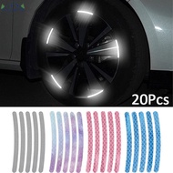 20Pcs/Set Safety Warning Night Glowing Decal / Motorcycle Tire Colorful Decoration / Car Waterproof Anti-collision Sticker / Car Wheel DIY Self Adhesive High Reflective Sticker