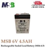 MSB 6V 4.5AH Rechargeable Sealed Lead Battery (MS6-4.5)