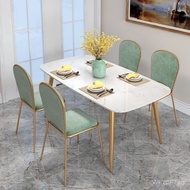 Nordic Rock Plate Dining Table Home Small Apartment Simple Modern Light Luxury Style Marble Dining Table and Chair Combination Dining Table