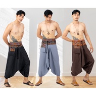 Made In Thailand Cotton Hmong Pants Waist Edge Printed Pattern Jumpsuit Legs Soft Fabric by YourCozy