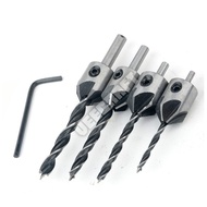 MATA Wood Drill Bit Set Size 3-6mm 4pcs HSS Countersink Drill Bit Set