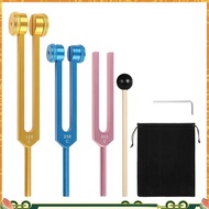 Tuning Fork Set 3 Pcs- 128Hz,256Hz 512Hz Aluminum with Hammer for Chakra for Healing, Sound Therapy,