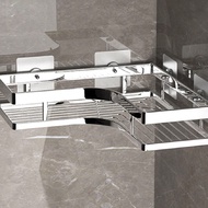 ชั้นวางของในห้องอาบน้ำมุม: ชั้นวางของในห้องน้ำ สแตนเลส ไม่ต้องเจาะ - เครื่องใช้ในห้องน้ำ