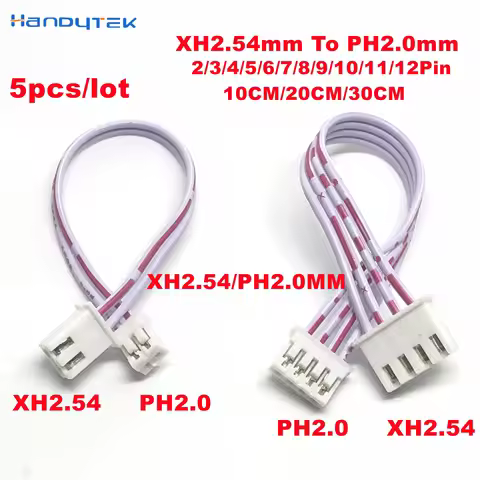 5Pcs/lot XH2.54mm To PH2.0mm 26AWG Male/Female XH2.54mm Terminal Connector cable Wire 2/3/4/5/6/7/8/