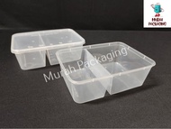 FR750-2C / 750ml Two (2) Compartment Plastic Disposable Food Container (50pcs±) / Bekas Makanan