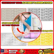 Creative DIY Name Alphabet Planner Stickers For Tumbler Cup Water Bottle DIY Engrave Name DIY Custom