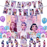 Kpop Demon Huntrix Party Decoration Creative Demon Hunters Birthday Party Banner Pull Flag Balloons 