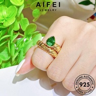 AIFEI JEWELRY Korean Perempuan Adjustable Emerald 925 For Women Luxury Silver Cincin Original Sterling Ring Accessories 純銀戒指 Perak Serpentine R2332