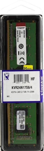 Kingston 4GB 2400 DDR4 2400Mhz 288 Pin UDIMM Desktop Value RAM KVR24N17S6/4